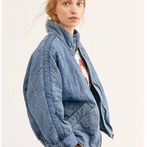 Free People Dolman Quilted Denim Jacket